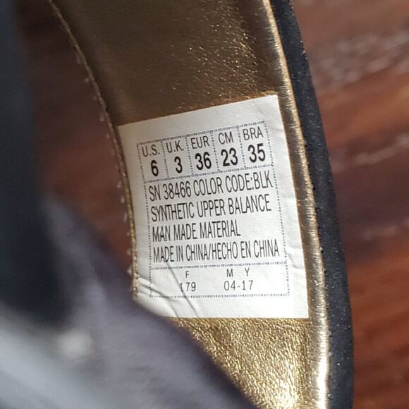 Skechers Memory Foam Black with gold studded accent Wedge/Slides 6 - Picture 5 of 7